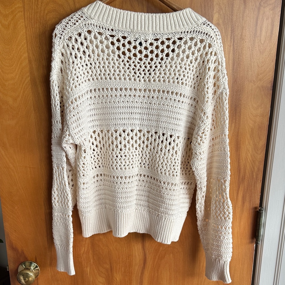 Universal Thread Cream Open-Knit V-Neck Sweater - Picture 3 of 3